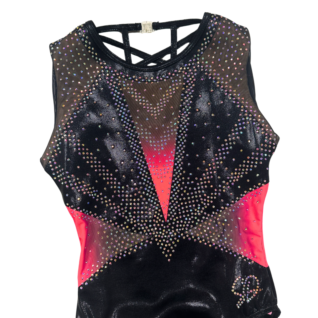 TiaoBug Turnpak voor meisjes, metallic gymnastiekpak met vlam, zonder mouwen, tricot leotard, turnshorts, korte broek, danskleding set, Zwart G, 146/152 cm TiaoBug Turnpak voor meisjes, metallic gymnastiekpak met vlam, zonder mouwen, tricot leotard, turnshorts, korte broek, danskleding set, Zwart G, 146/152 cm