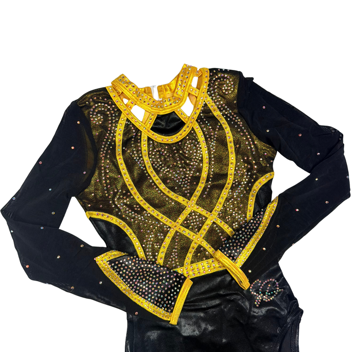 Justaucorps Elsa Noir Jaune Manches Longues