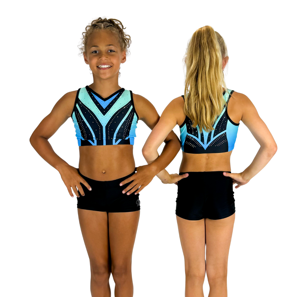 Sparkle&amp;Dream Turntopje Soof Zwart Lichtblauw Mint