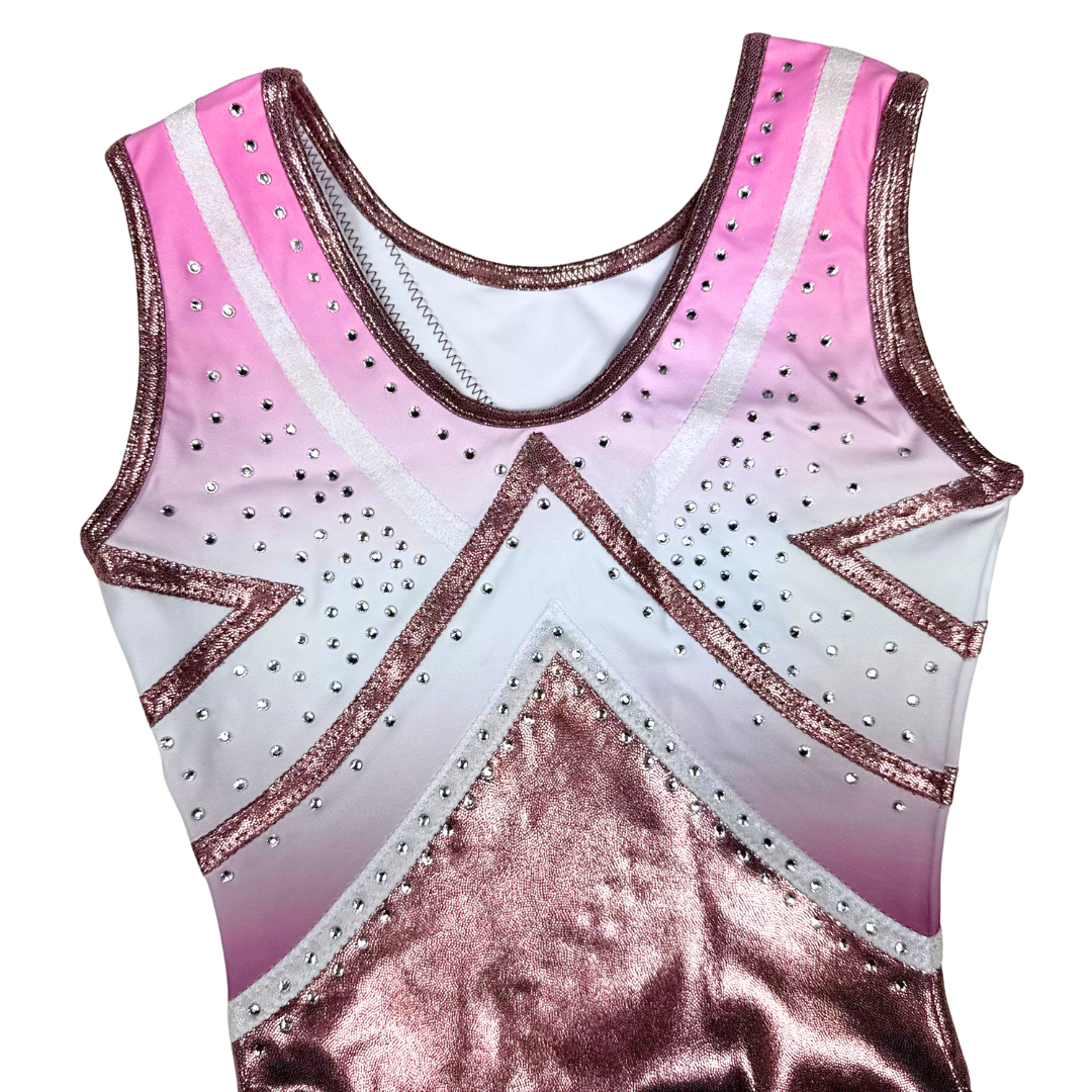Justaucorps Dazzle blanc rose poudré - JUSTO ADDICT Justaucorps Dazzle blanc rose poudré - JUSTO ADDICT