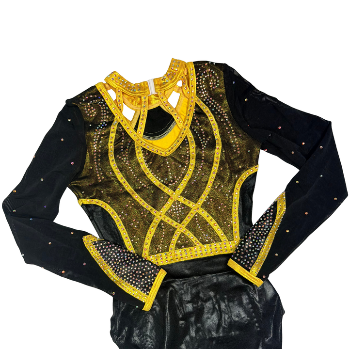Justaucorps Elsa Noir Jaune Manches Longues