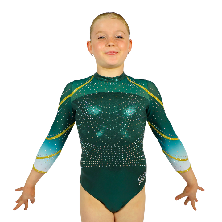 Justaucorps Joy Vert Or Manches Longues