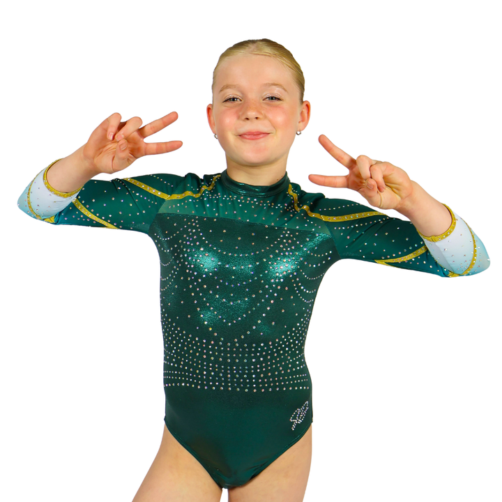 Justaucorps Joy Vert Or Manches Longues