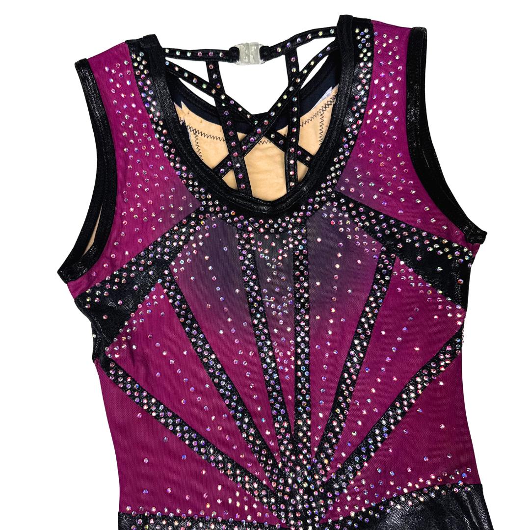 Turnpakje Amy Aubergine Zwart Mouwloos