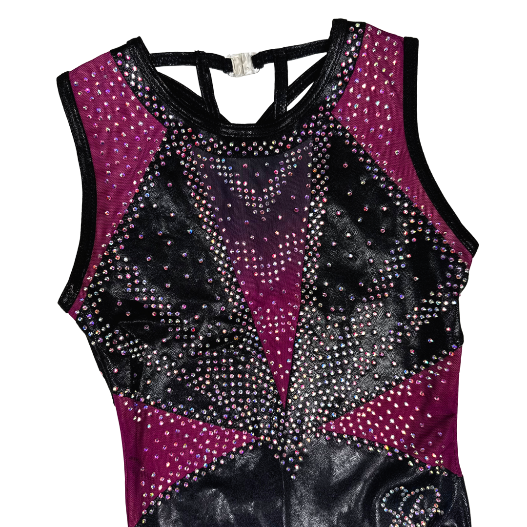 Turnpakje Amy Aubergine Zwart Mouwloos