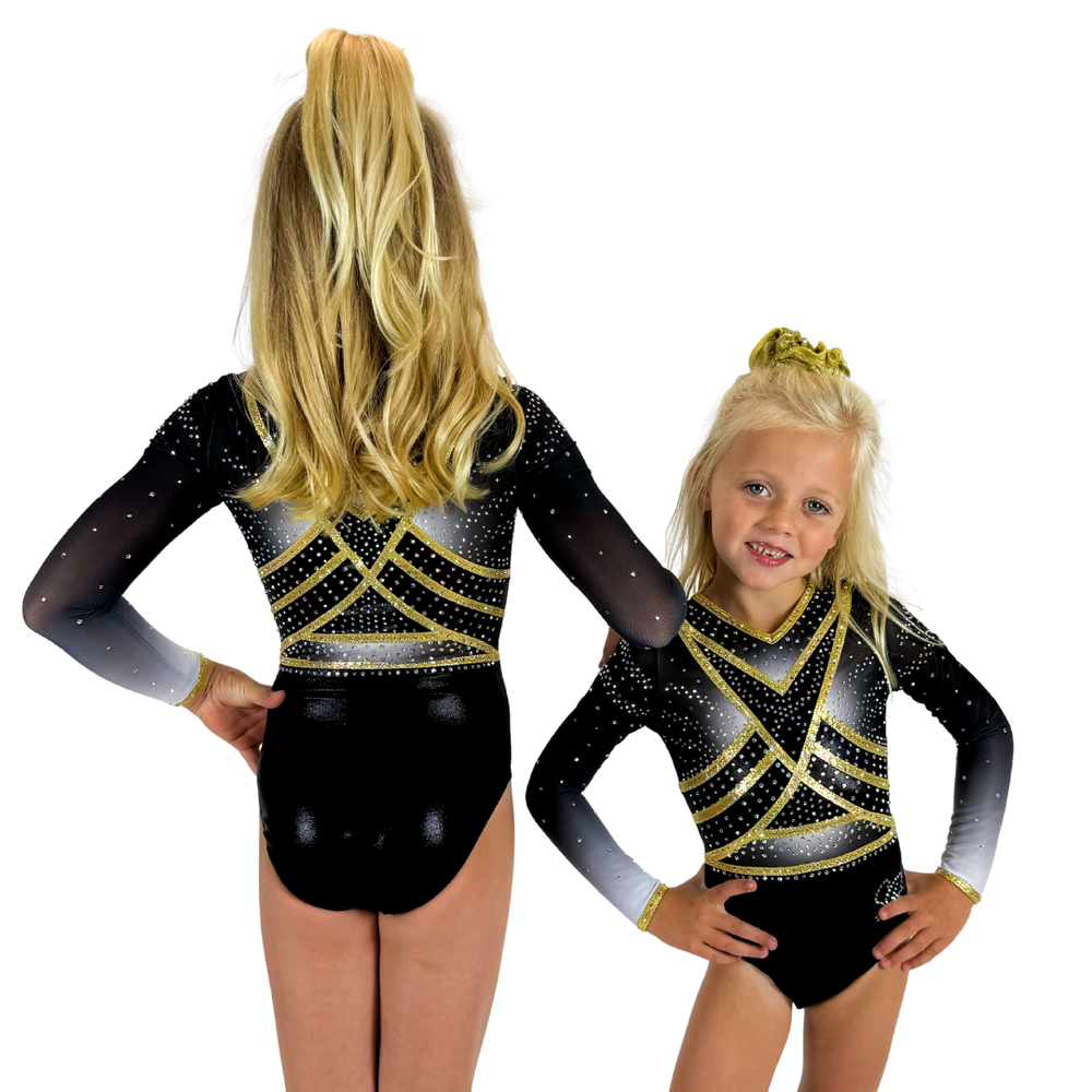 Sparkle&amp;Dream Turnpakje Fem Goud Zwart Lange mouw
