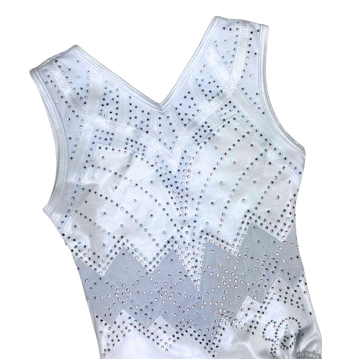 Fenna White Sleeveless Gymnastics Leotard