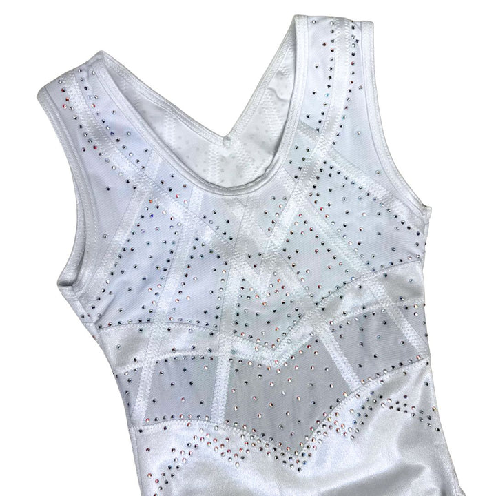 Fenna White Sleeveless Gymnastics Leotard