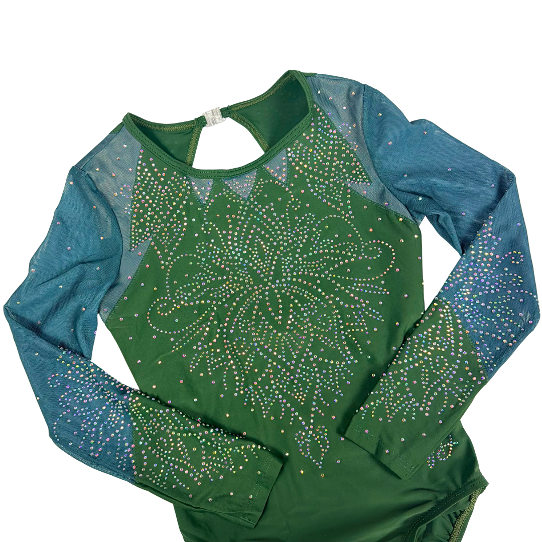 Indy Green Long Sleeve Gymnastics Leotard