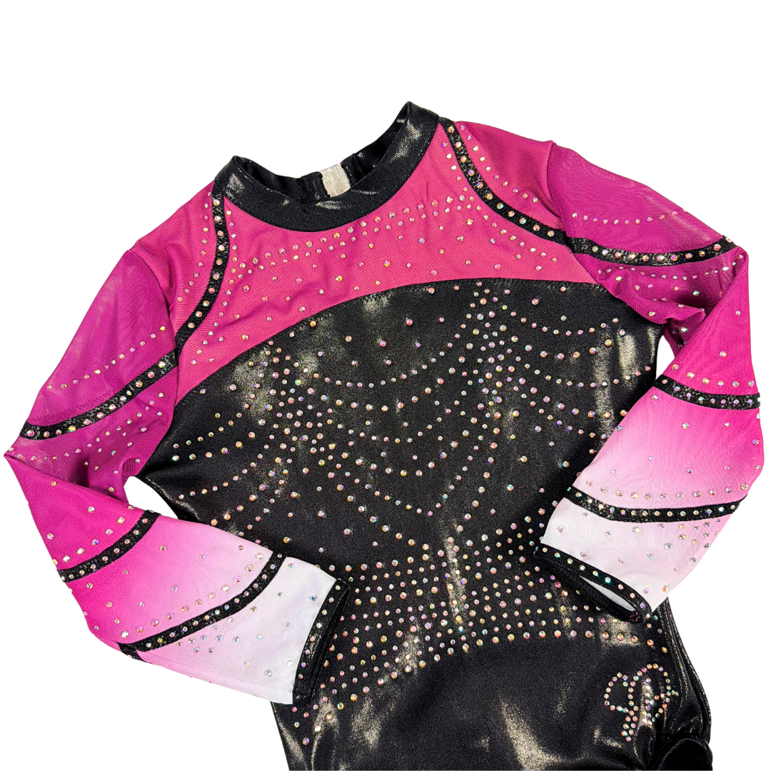 Gymnastic Leotard Joy Black Aubergine Long Sleeve