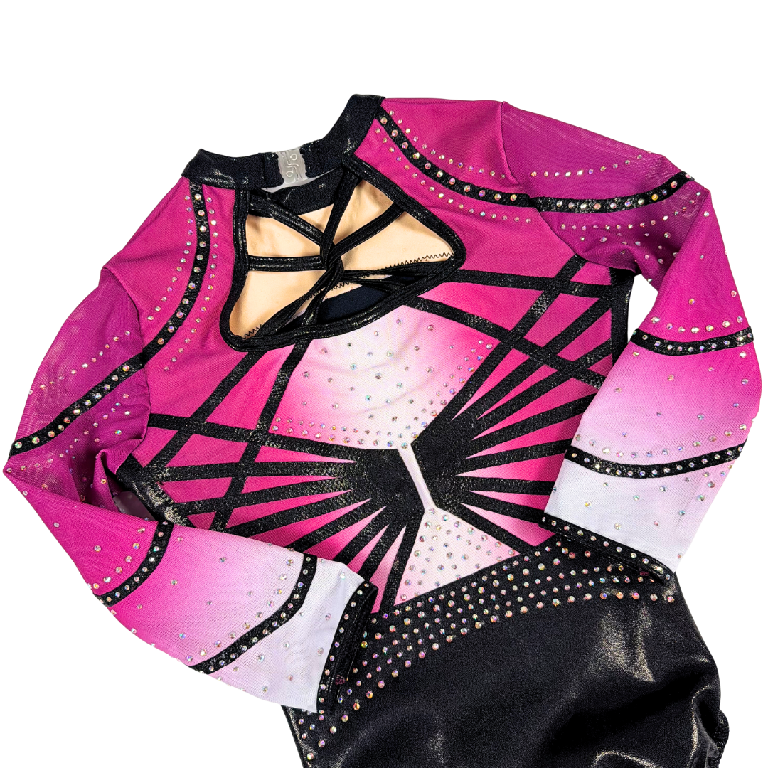 Gymnastic Leotard Joy Black Aubergine Long Sleeve