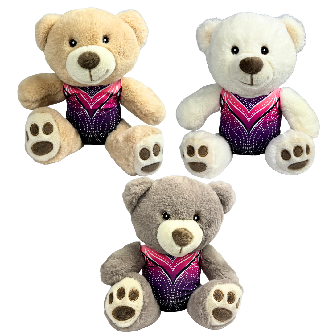 Knuffel Beer met Turnpakje Kyla Paars Roze