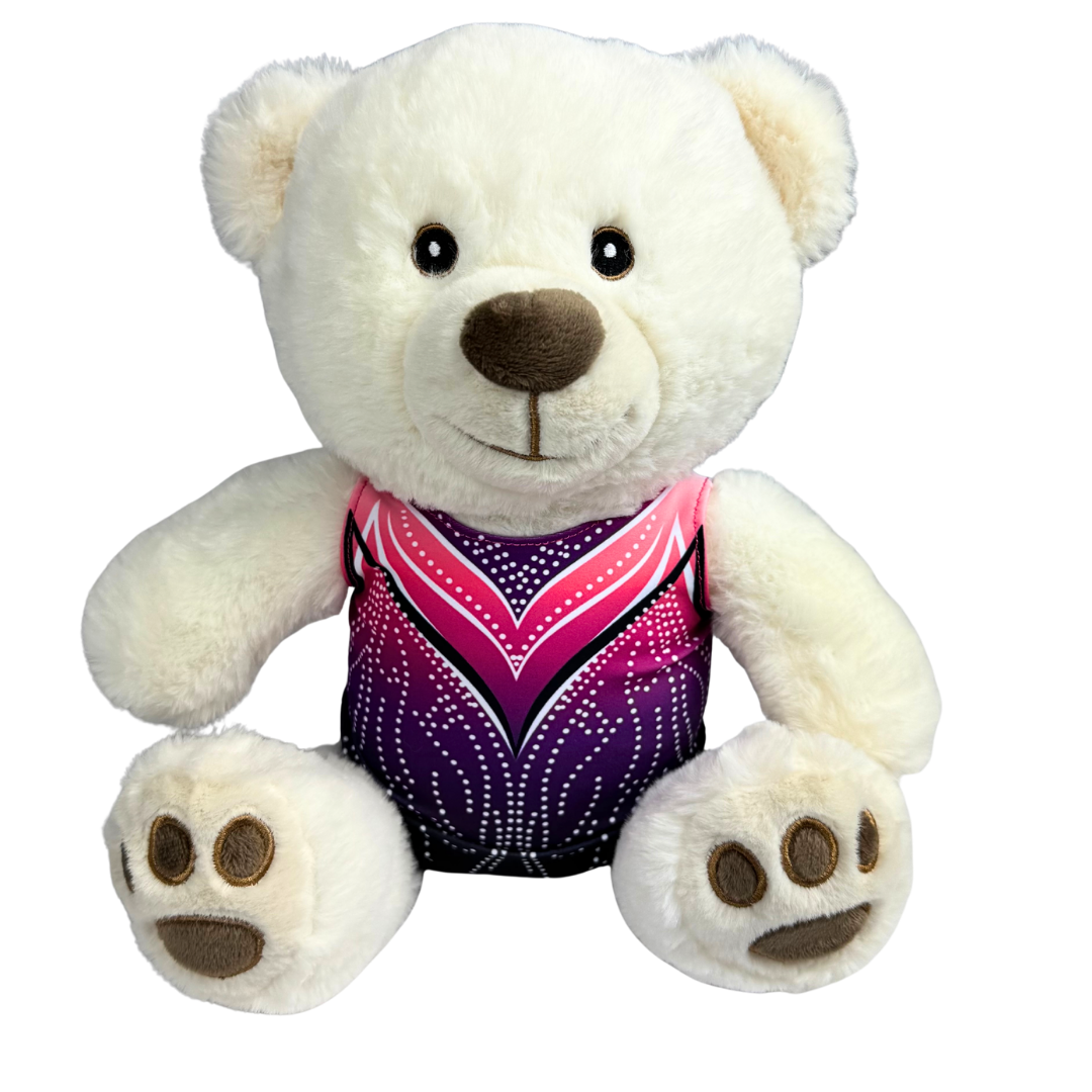 Knuffel Beer met Turnpakje Kyla Paars Roze
