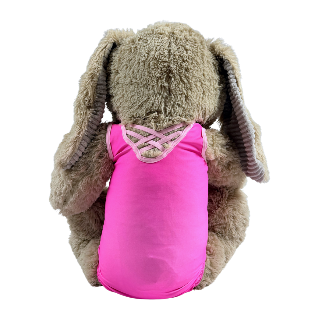 Mascotte Konijn XL bruin (60 cm) met Turnpakje Sparkle & Dream