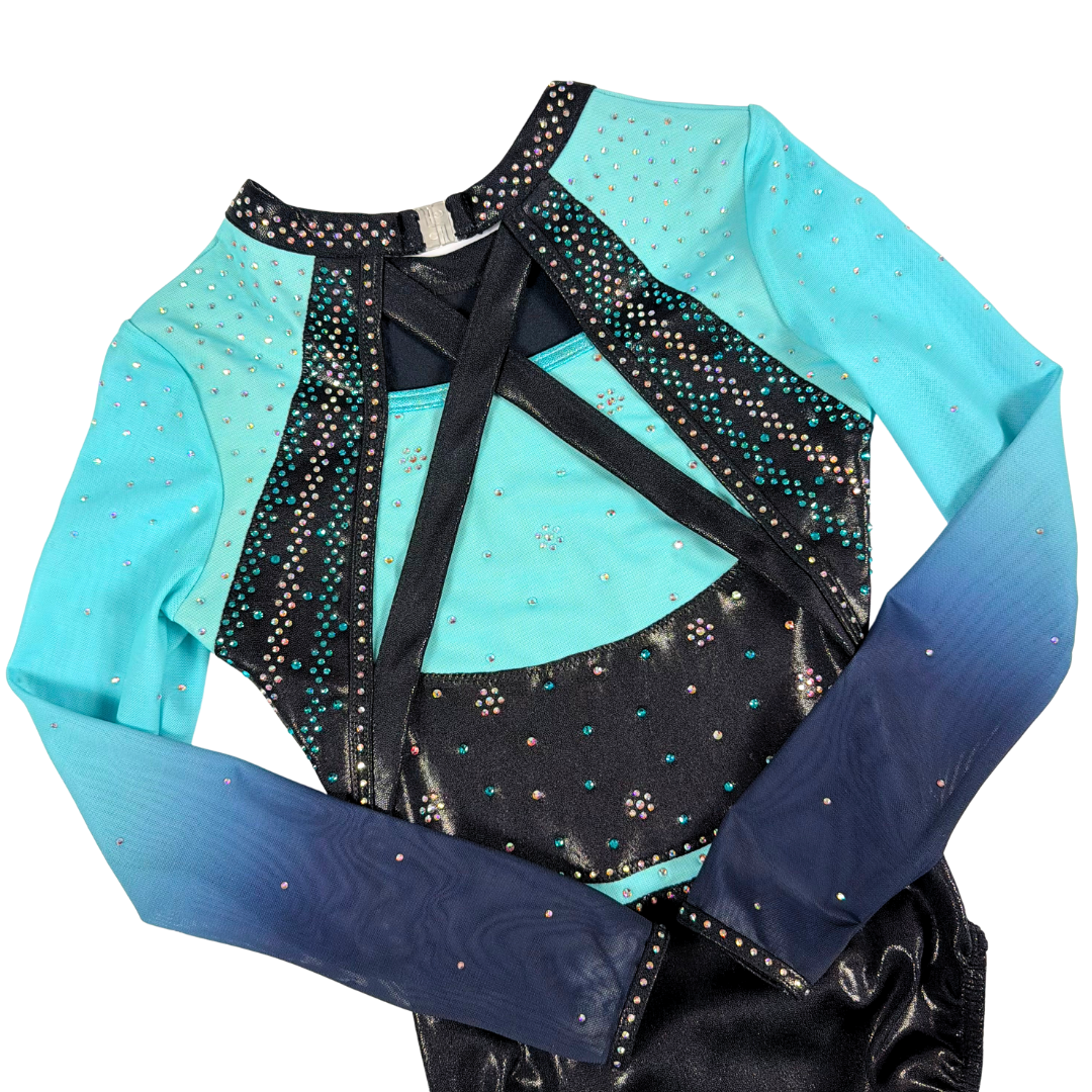 Justaucorps Nikki Noir Menthe Manches Longues