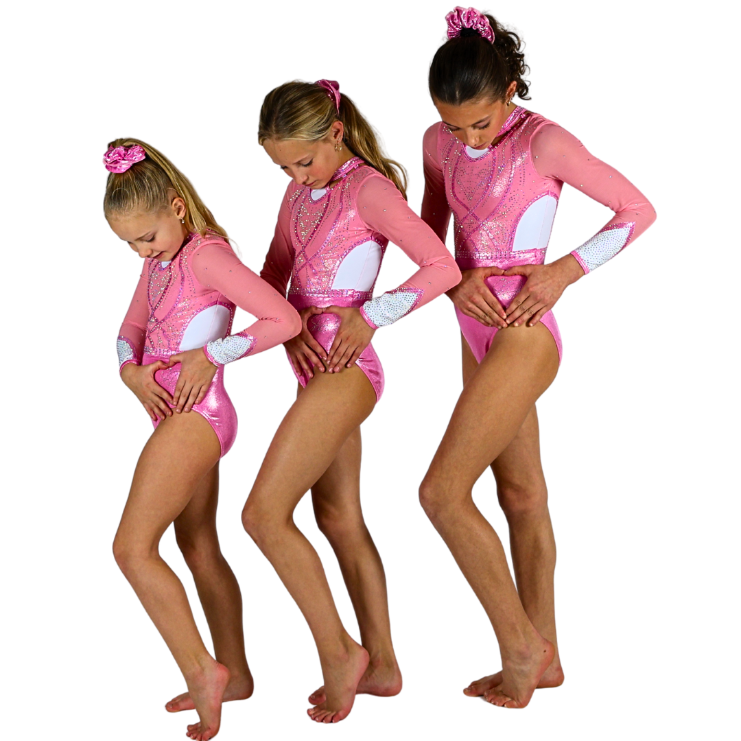 Elsa Light Pink Long Sleeve Gymnastics Leotard