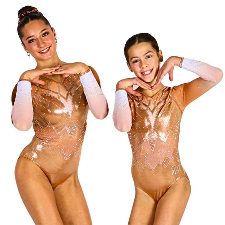 Fenna Champagne Long Sleeve Gymnastics Leotard