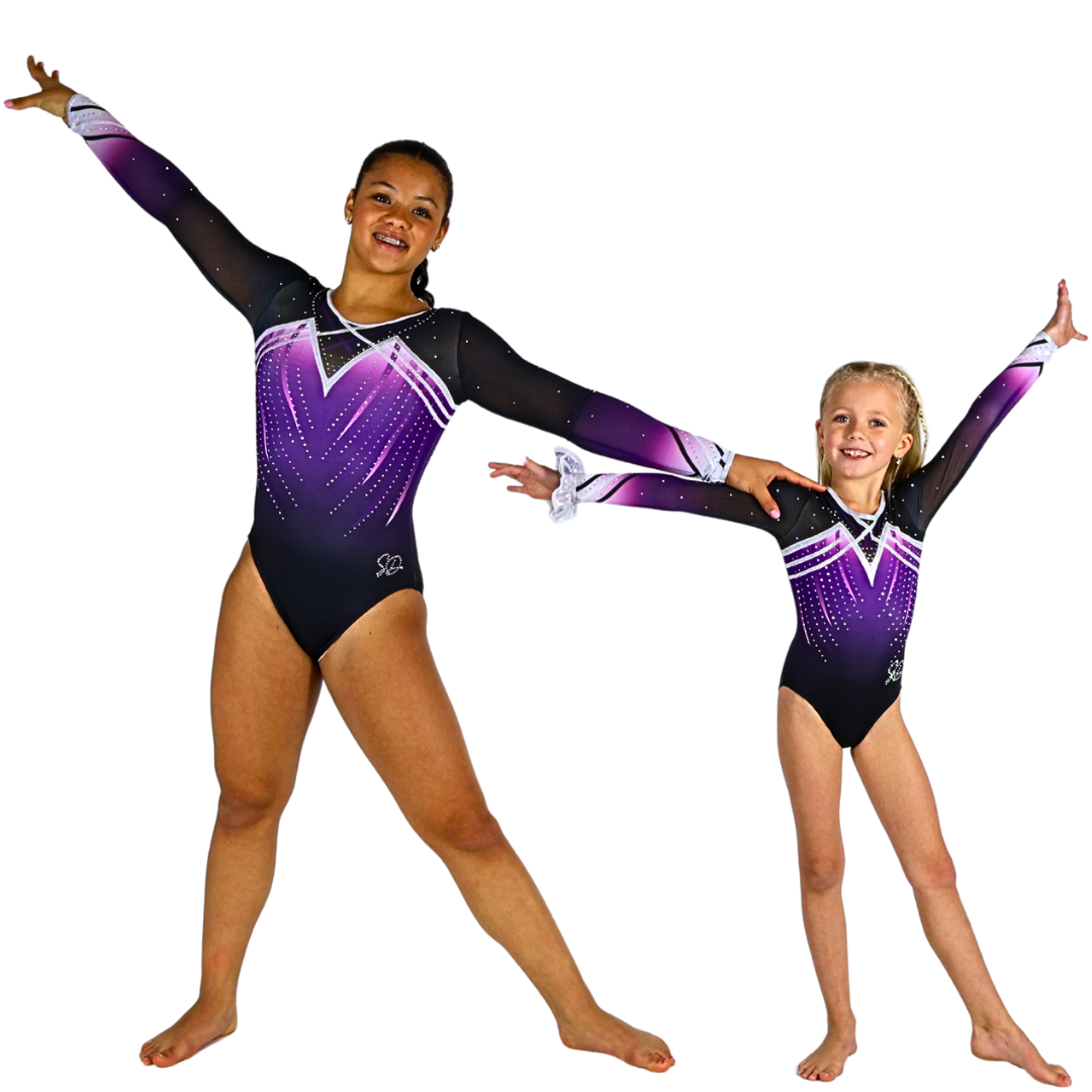 Nienke Purple Long Sleeve Gymnastics Leotard