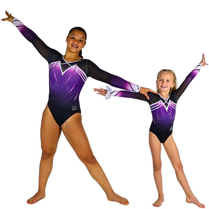 Nienke Purple Long Sleeve Gymnastics Leotard