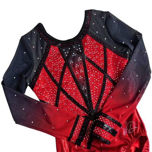 Turnpakje Ariana Rood Zwart Lange Mouw