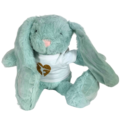 Lapin en peluche avec chemise de gymnaste