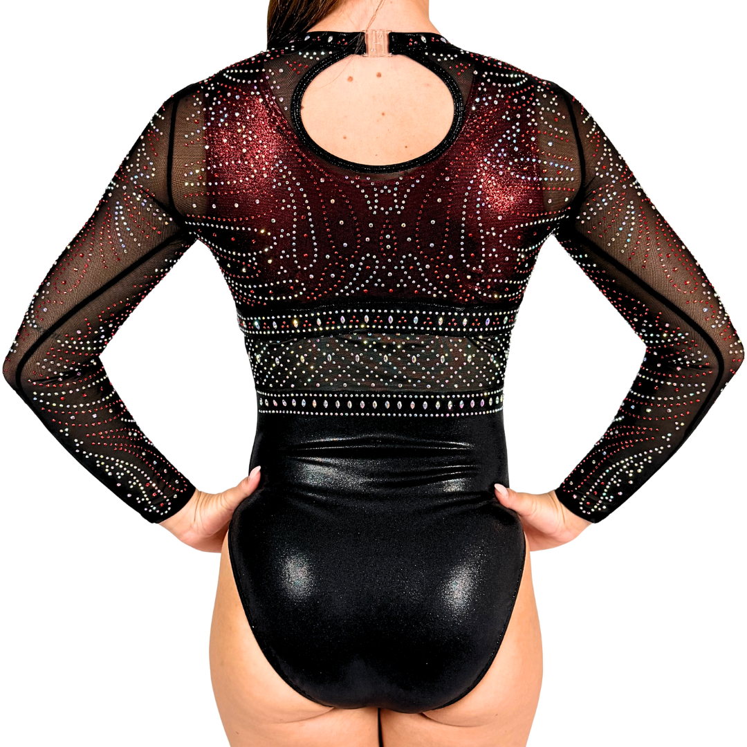 Turnanzug Basic Rot Schwarz mit Wendetrikot Abby Schwarz Rot