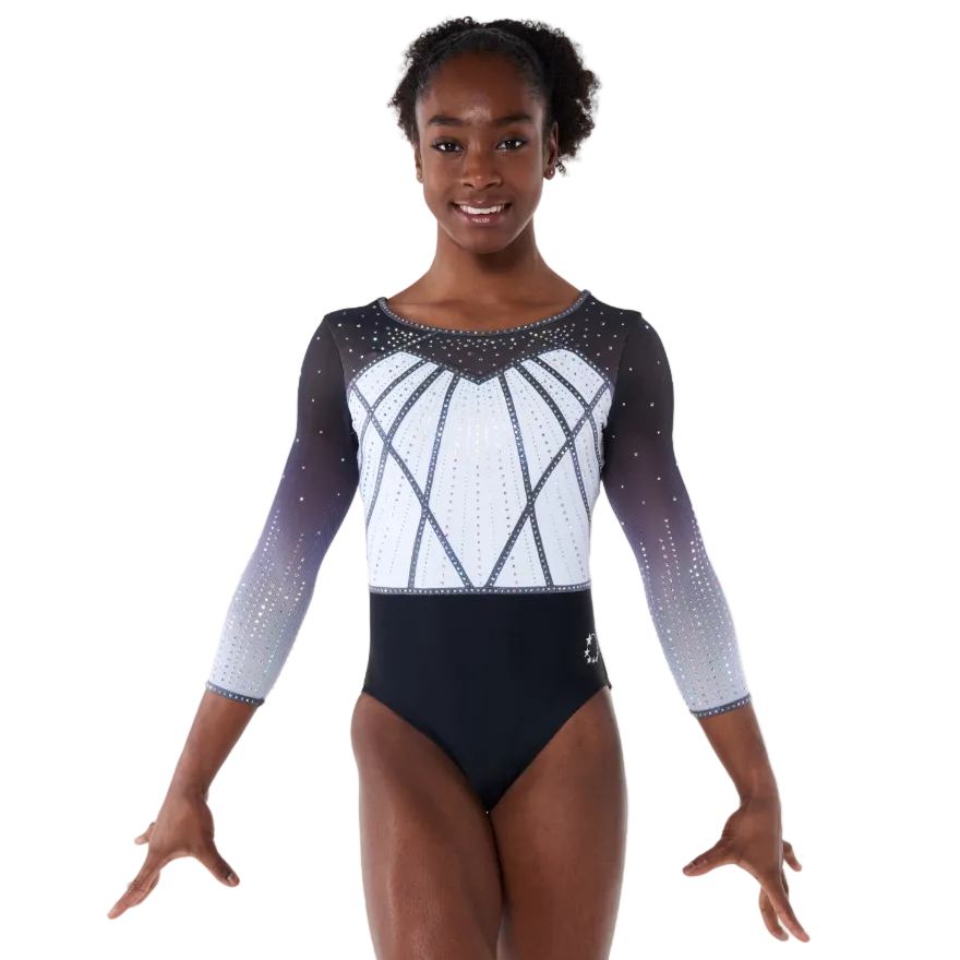 Gymnast Leotard Little Stars Strike Black & White