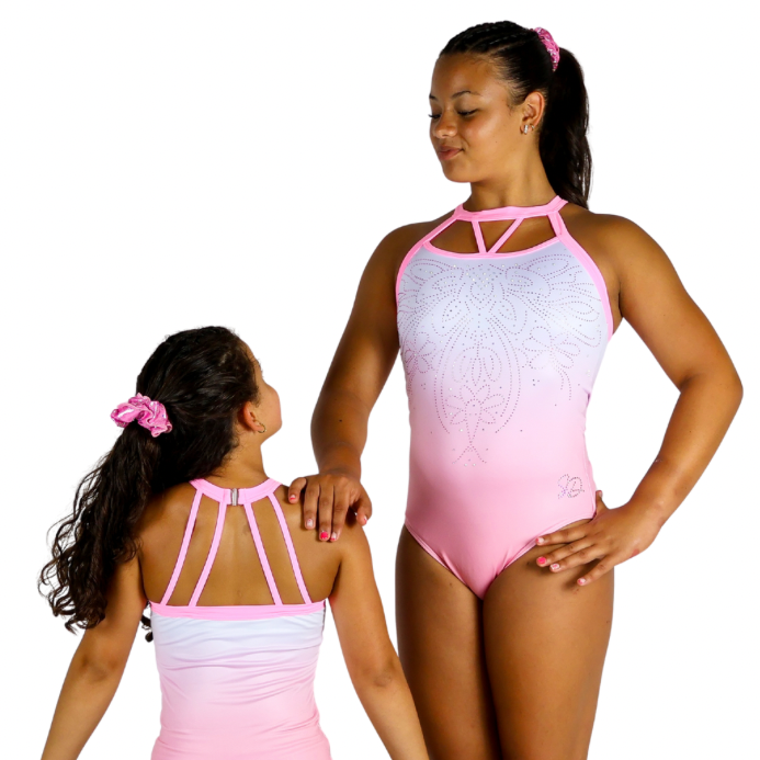 Gymnastics leotard Ruby Light Pink White