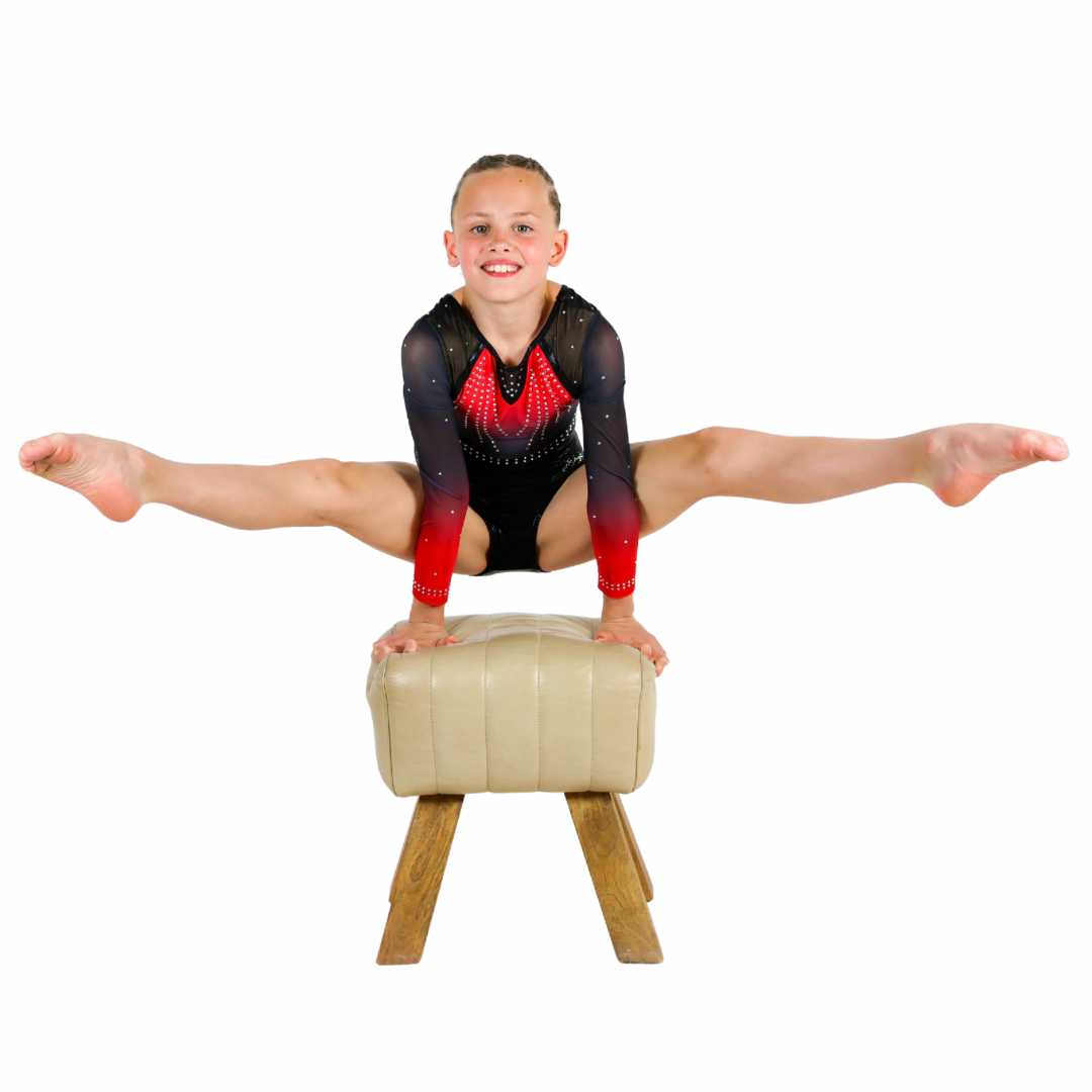 Gymnastics leotard Floor Red Black Long Sleeve