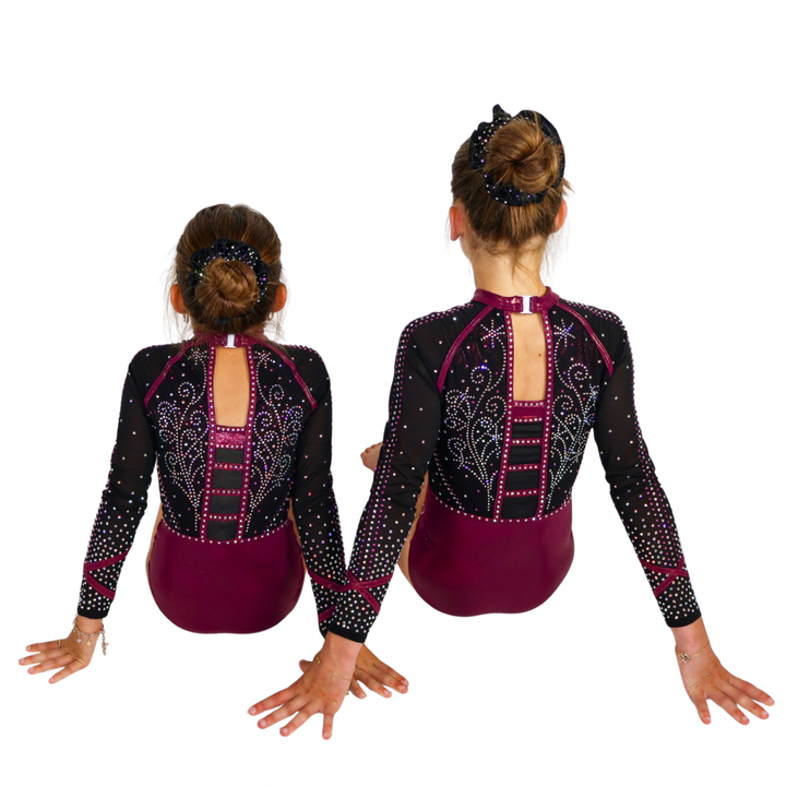 Tara Aubergine Black Long Sleeve Leotard