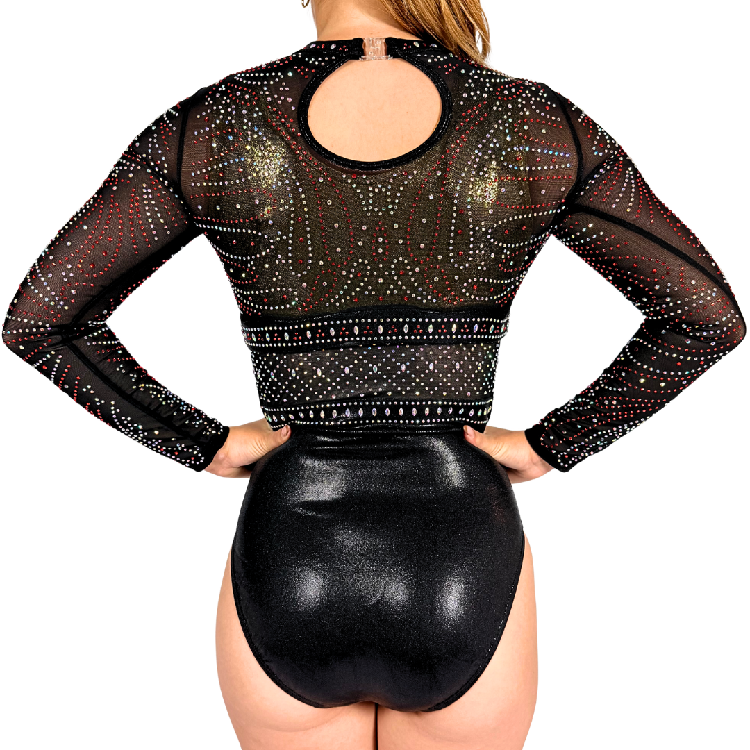 Turnanzug Basic Gold Schwarz mit Wendetrikot Abby Schwarz Rot