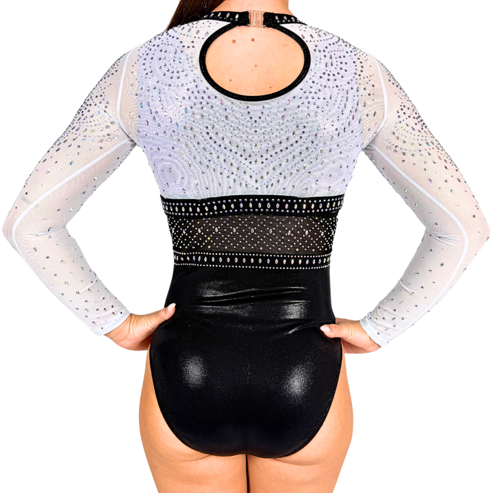 Gymnastics Leotard Basic Lilac Black with Gymnastics Top Mae White Lilac