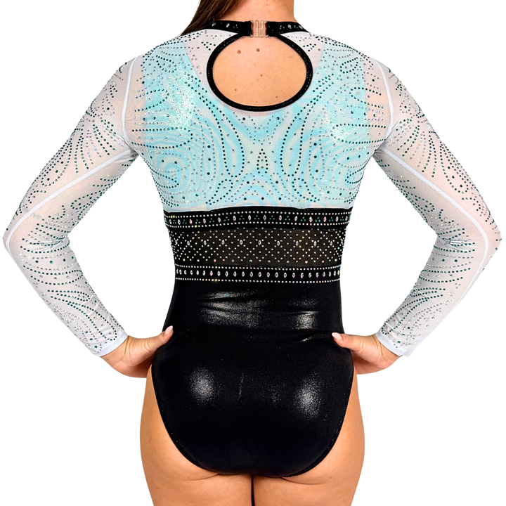 Turnanzug Basic Hawaii Mint Schwarz mit Wendetrikot Abby Weiß Mint