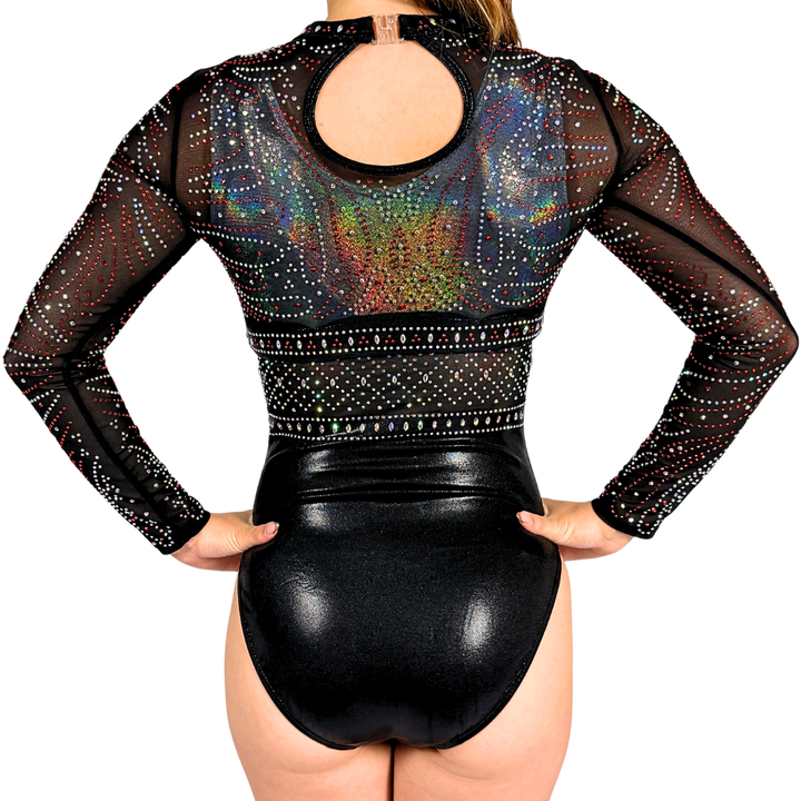 Gym Leotard Basic Holo White with Gymnastics Top Abby Black Red