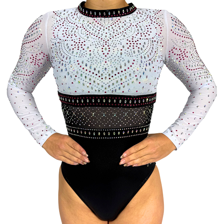 Basic-Turnanzug Holo Weiß mit Turntop Mae Weiß Rosa