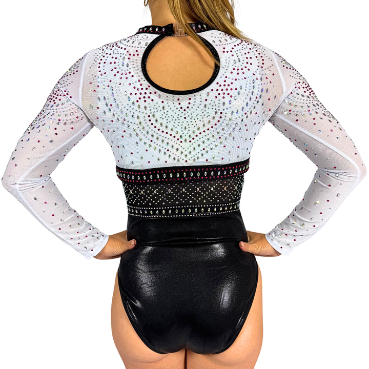 Basic-Turnanzug Holo Weiß mit Turntop Mae Weiß Rosa
