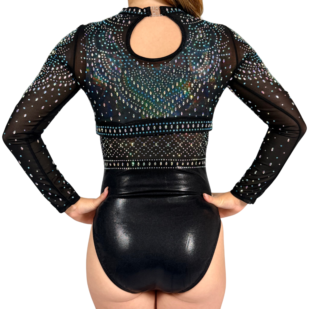 Justaucorps Basic Holo Blanc avec crop top de gym Mae Noir Bleu clair