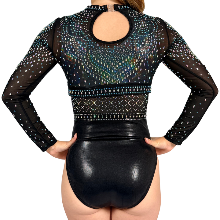 Justaucorps Basic Holo Blanc avec crop top de gym Mae Noir Bleu clair