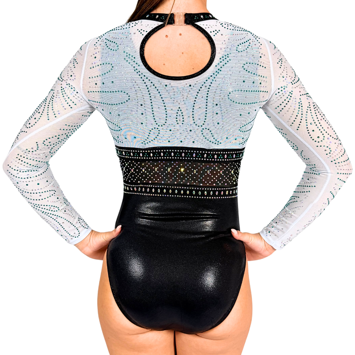 Basic-Turnanzug Schwarz mit Turntop Abby Weiß Mint