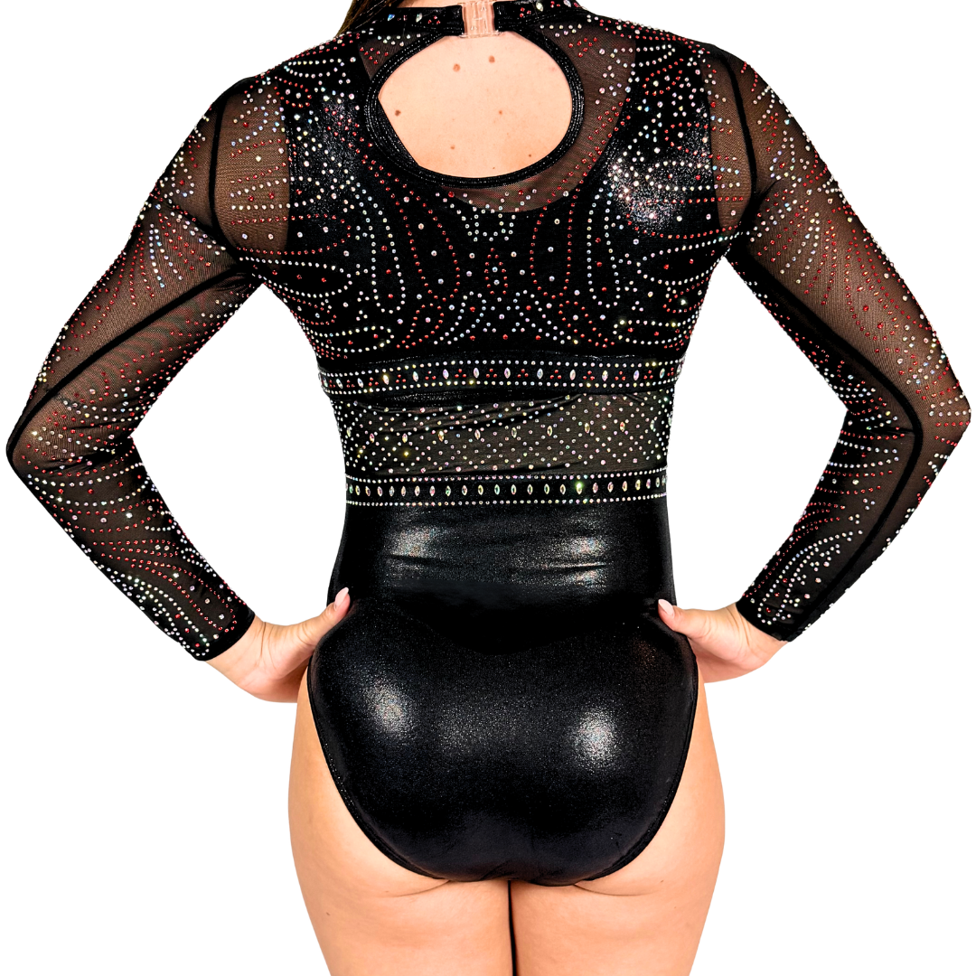 Gym Leotard Basic Black with Gymnastics Top Abby Black Red
