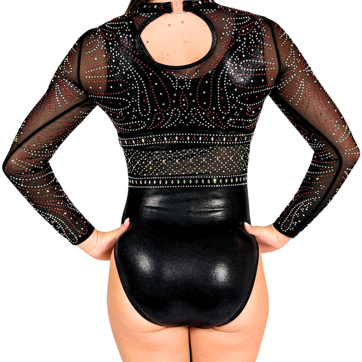 Gym Leotard Basic Black with Gymnastics Top Abby Black Red
