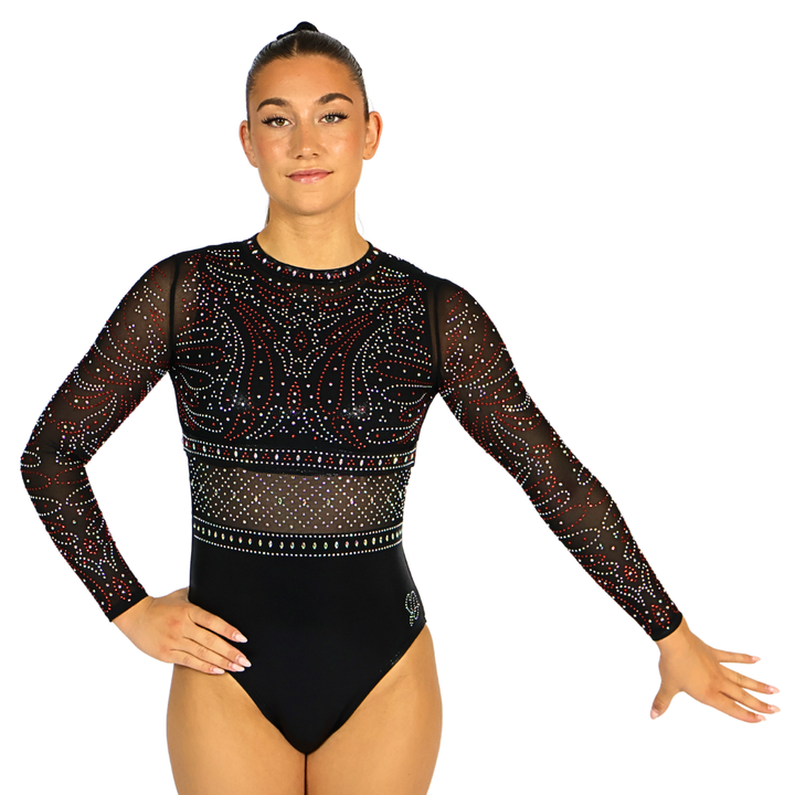 Gym Leotard Basic Black with Gymnastics Top Abby Black Red