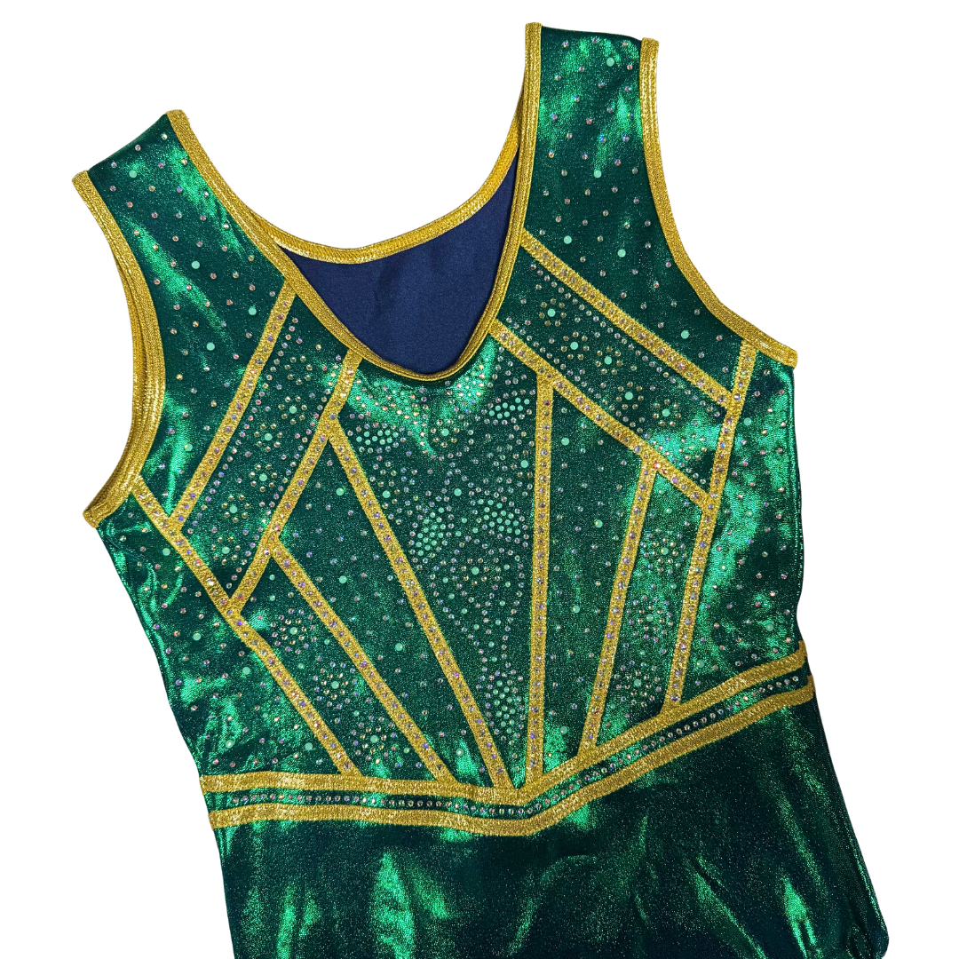 Maillot de gimnasia Emma verde dorado