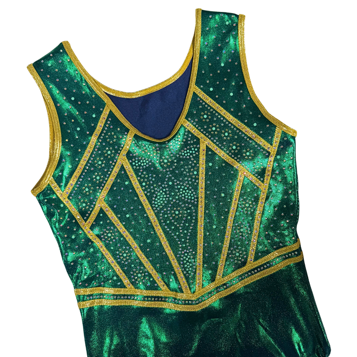 Maillot de gimnasia Emma verde dorado