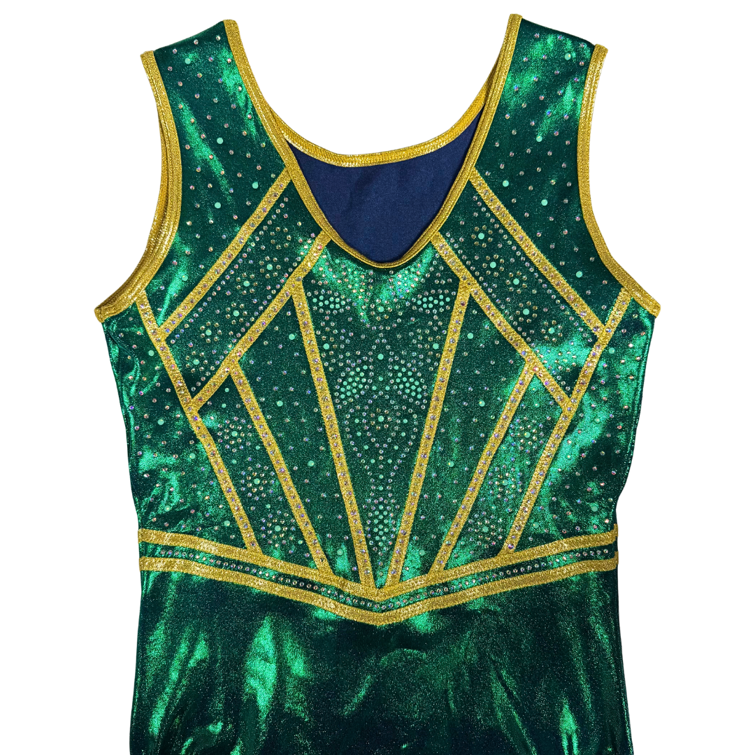 Maillot de gimnasia Emma verde dorado