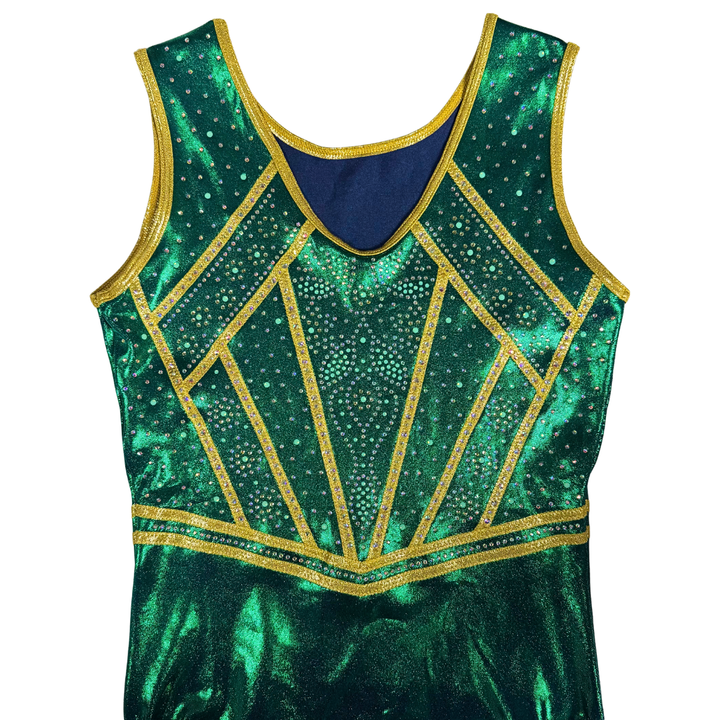 Maillot de gimnasia Emma verde dorado