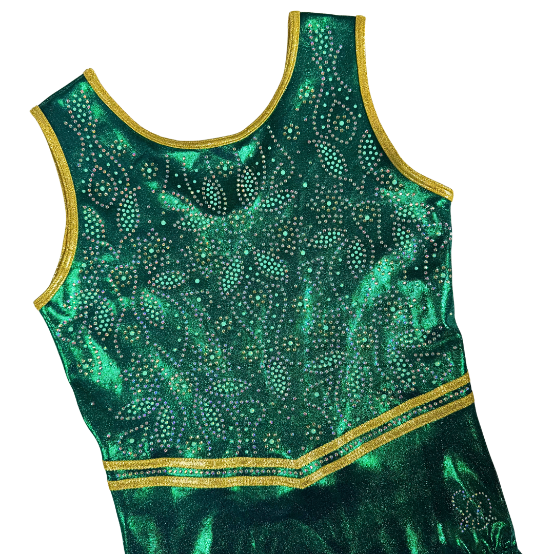 Maillot de gimnasia Emma verde dorado
