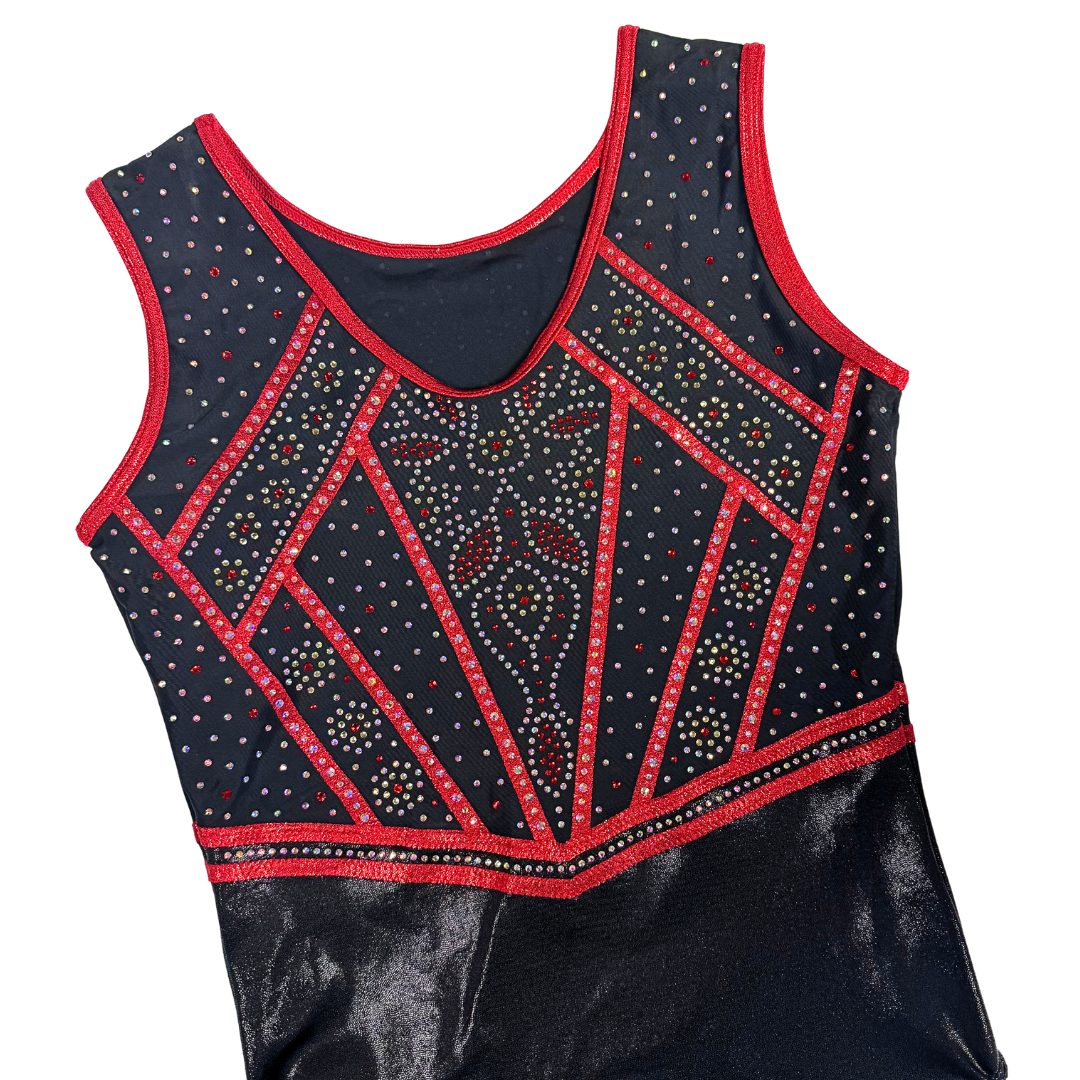 Maillot de gimnasia Emma negro rojo