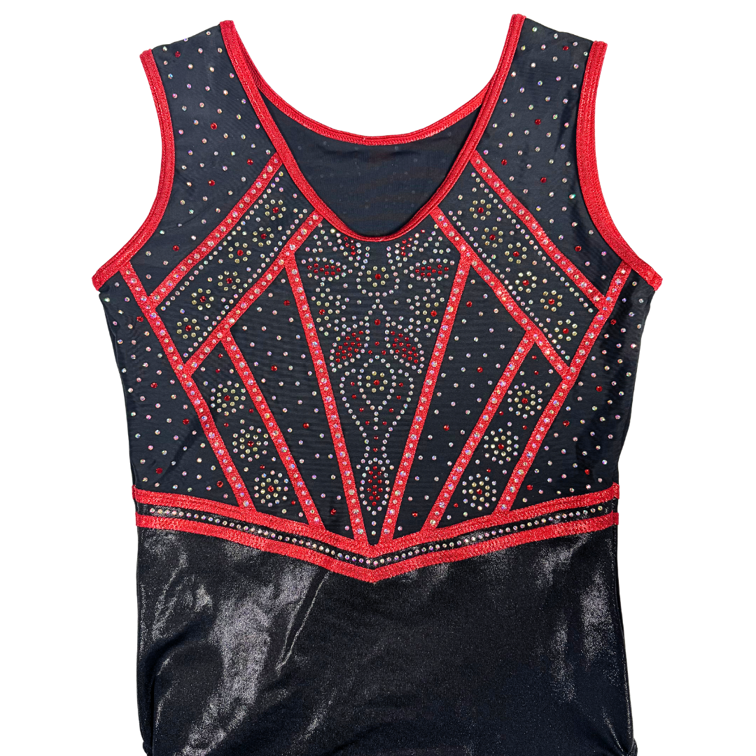 Maillot de gimnasia Emma negro rojo
