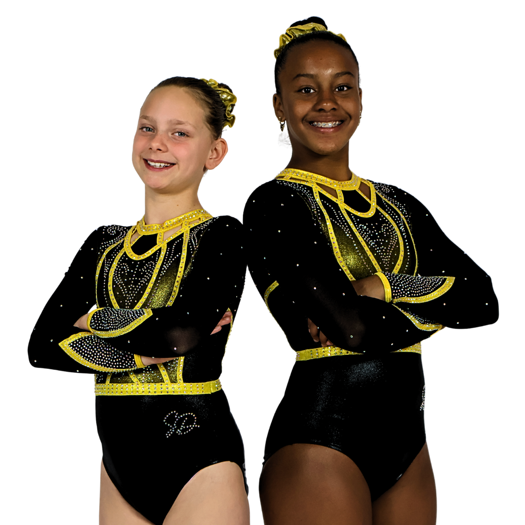 Justaucorps Elsa Noir Jaune Manches Longues